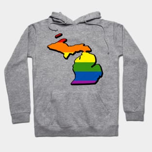 Rainbow Michigan Outline Hoodie